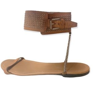 Saint Lauren Studded Ankle Strap Sandal